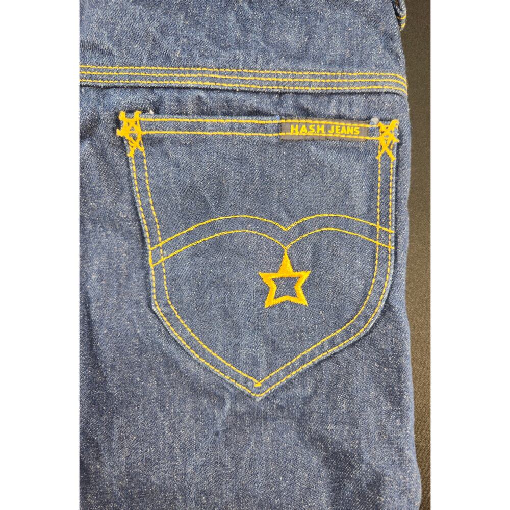 Vintage Hash Jeans Dark Wash Flare Leg Denim Star Pocket High Rise Trousers 27 - Picture 9 of 16